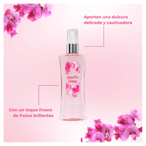 🌸 Body Fantasies, Pink Sweet Pea Fantasy  Fragancia Corporal en Spray- 94ml