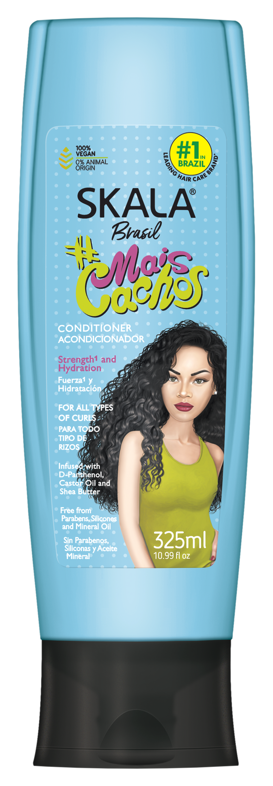 Skala Brasil #MaisCachos Acondicionador 325 ml – acondicionador vegano libre de crueldad animal para hidratar y definir rizos.