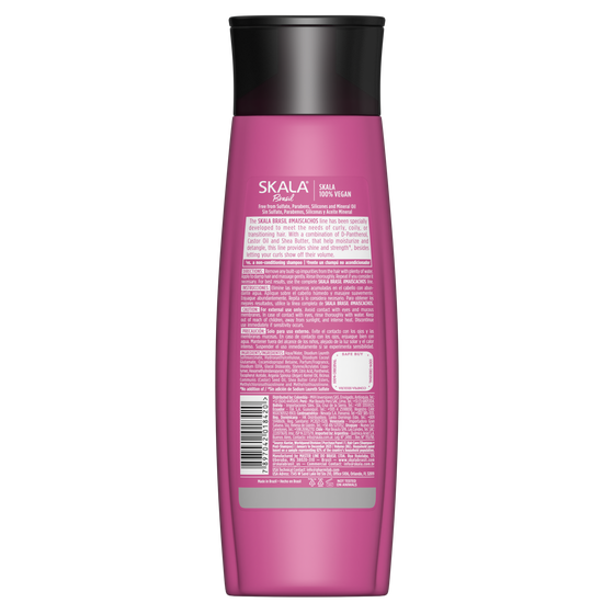 Skala Brasil #MaisCachos Shampoo 325 ml – champú vegano libre de sulfatos y crueldad animal para rizos definidos e hidratados.