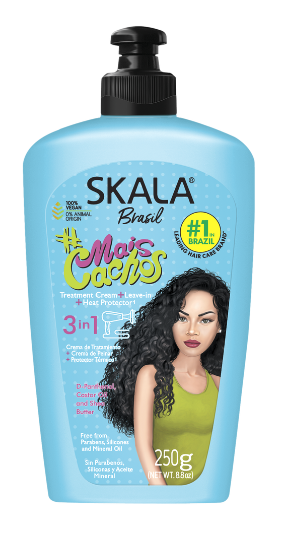 Skala Brasil, Crema de Tratamiento Capilar Más Rizos 3 en 1 – 250 g