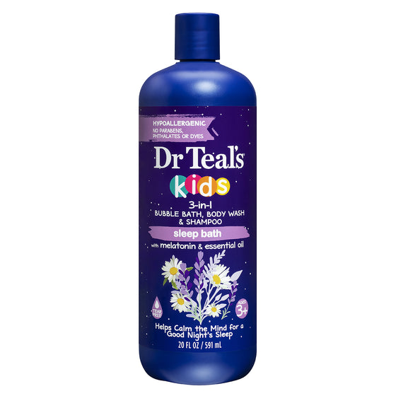 DR Teal's Kids, Melatonina 3-in-1 Hair and Body Wash – Relajación y Cuidado para un Sueño Reparador