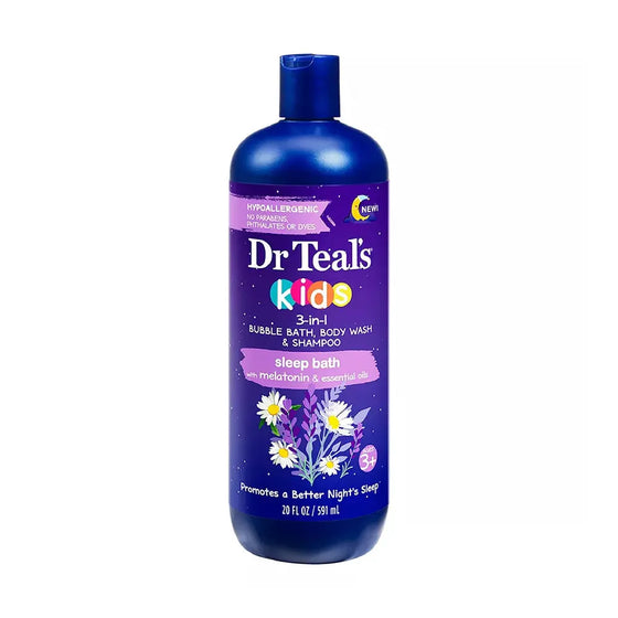 DR Teal's Kids  Lavado de Cabello y Cuerpo 3 en 1 para Niños con Melatonina y Lavanda Dr Teal´s