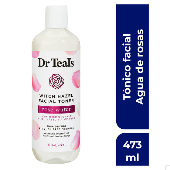 Dr. Teal's , Tónico Facial con Agua de Rosas y Hamamelis