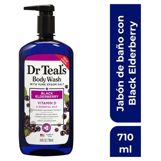 DR Teal's Gel de Baño con Fruta de Elderberry y Vitamina D - "Vitalidad y Cuidado para tu Piel"