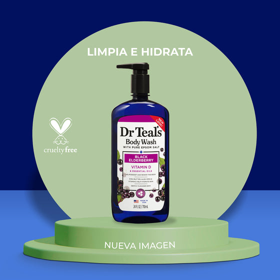 DR Teal's Gel de Baño con Fruta de Elderberry y Vitamina D - "Vitalidad y Cuidado para tu Piel"