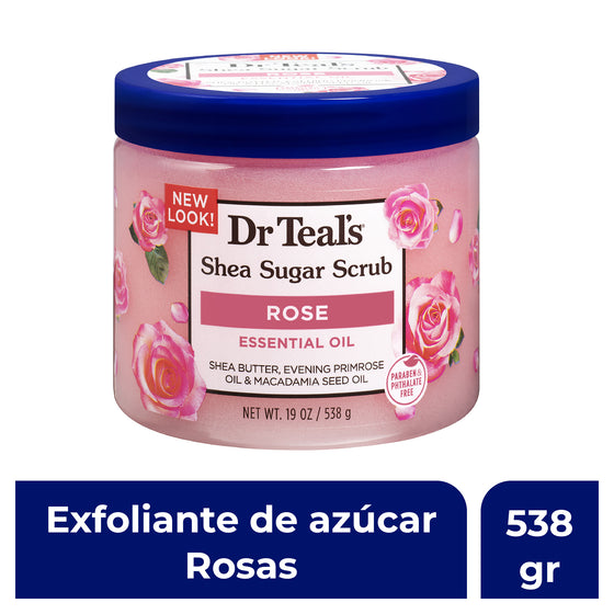 🌹 Dr. Teal’s Exfoliante de Azúcar con Aceite Esencial de Rosa – Suavidad y Luminosidad Natural ✨