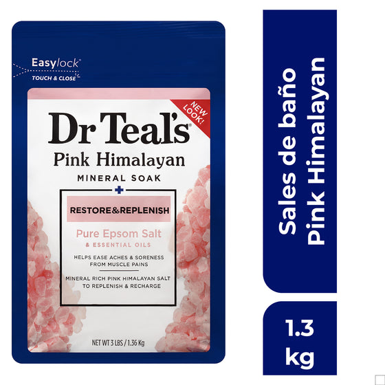 Dr Teal's, Sal Mineral de Himalaya Rosa Restauradora y Reconstituyente con Bergamota y Naranja - "Revitalización y Bienestar"