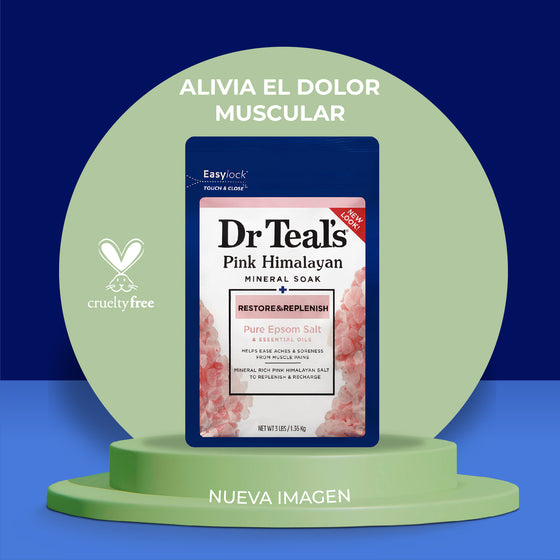 Dr Teal's, Sal Mineral de Himalaya Rosa Restauradora y Reconstituyente con Bergamota y Naranja - "Revitalización y Bienestar"