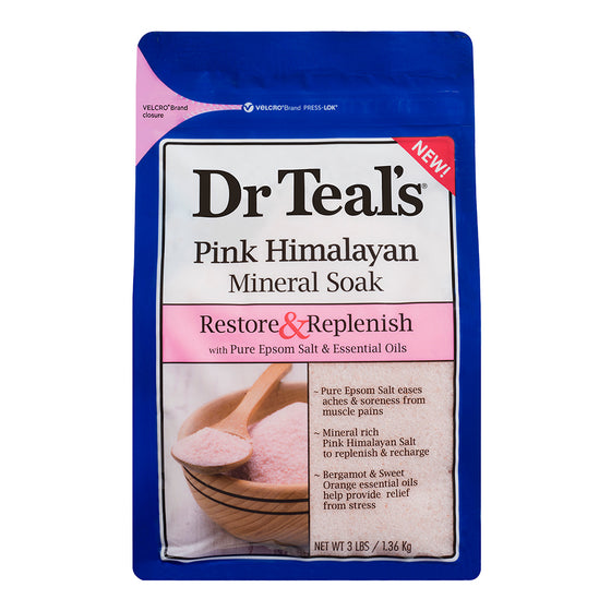 Dr Teal's, Sal Mineral de Himalaya Rosa Restauradora y Reconstituyente con Bergamota y Naranja - "Revitalización y Bienestar"