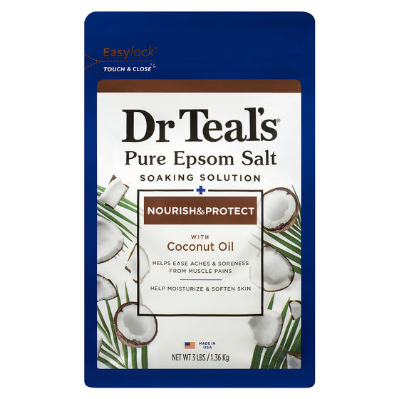 Dr Teal's ,  Sal de Epsom Pura, Nutritiva y Protectora con Aceite de Coco - "Cuidado Nutritivo"