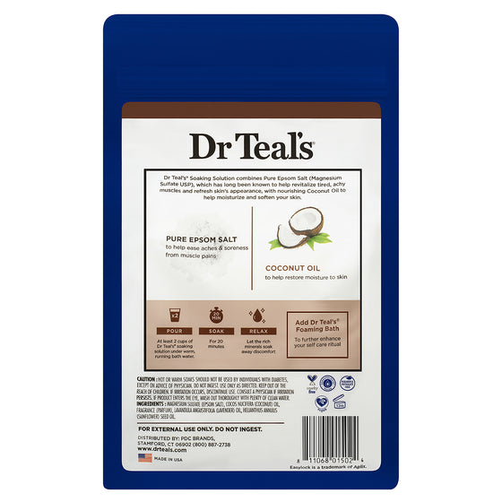 Dr Teal's ,  Sal de Epsom Pura, Nutritiva y Protectora con Aceite de Coco - "Cuidado Nutritivo"