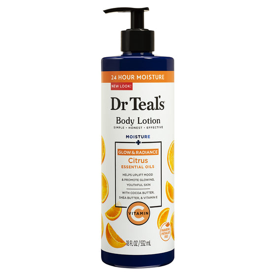 DR Teal's , Loción Corporal Radiante con Vitamina C, Cítricos, Cacao y Karité - "Luminosidad y Cuidado para tu Piel"