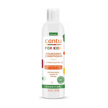  Imagen del acondicionador Cantu For Kids Nourishing Conditioner, con manteca de karité, aceite de coco y miel. Diseñado para hidratar y nutrir el cabello rizado, ondulado y texturizado de los niños. Botella de 237 ml.