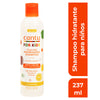Frente del envase de Cantu for Kids Shampoo Hidratante para niños de 237ml con etiqueta que resalta el uso de manteca de karité, aceite de coco y miel.