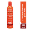 Vista frontal del envase de 355 ml de Crema Activadora de Rizos Cantu Shea Butter sobre fondo blanco. Incluye una etiqueta lateral en español que destaca 'Crema activadora para rizos' y el contenido neto de 355 ml.