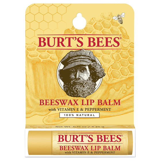 Burt's Bees, Bálsamo para labios de Cera de Abeja con Menta y Vitamina E Burt's Bees